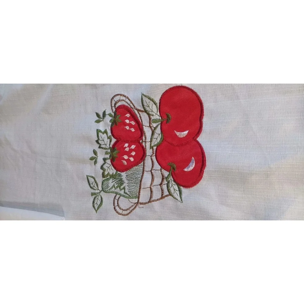2 pc Embroidery swag kitchen Curtains 34x60 fruit red farmhouse countrycore